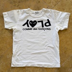Comme des Garcons White Tee with Black Logo